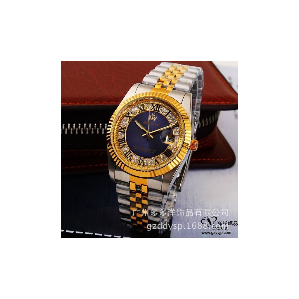 (Bleu pour femme) 2016 Montre-bracelet de luxe de marque HK REGINALD Montre à quartz bleu doré Robe