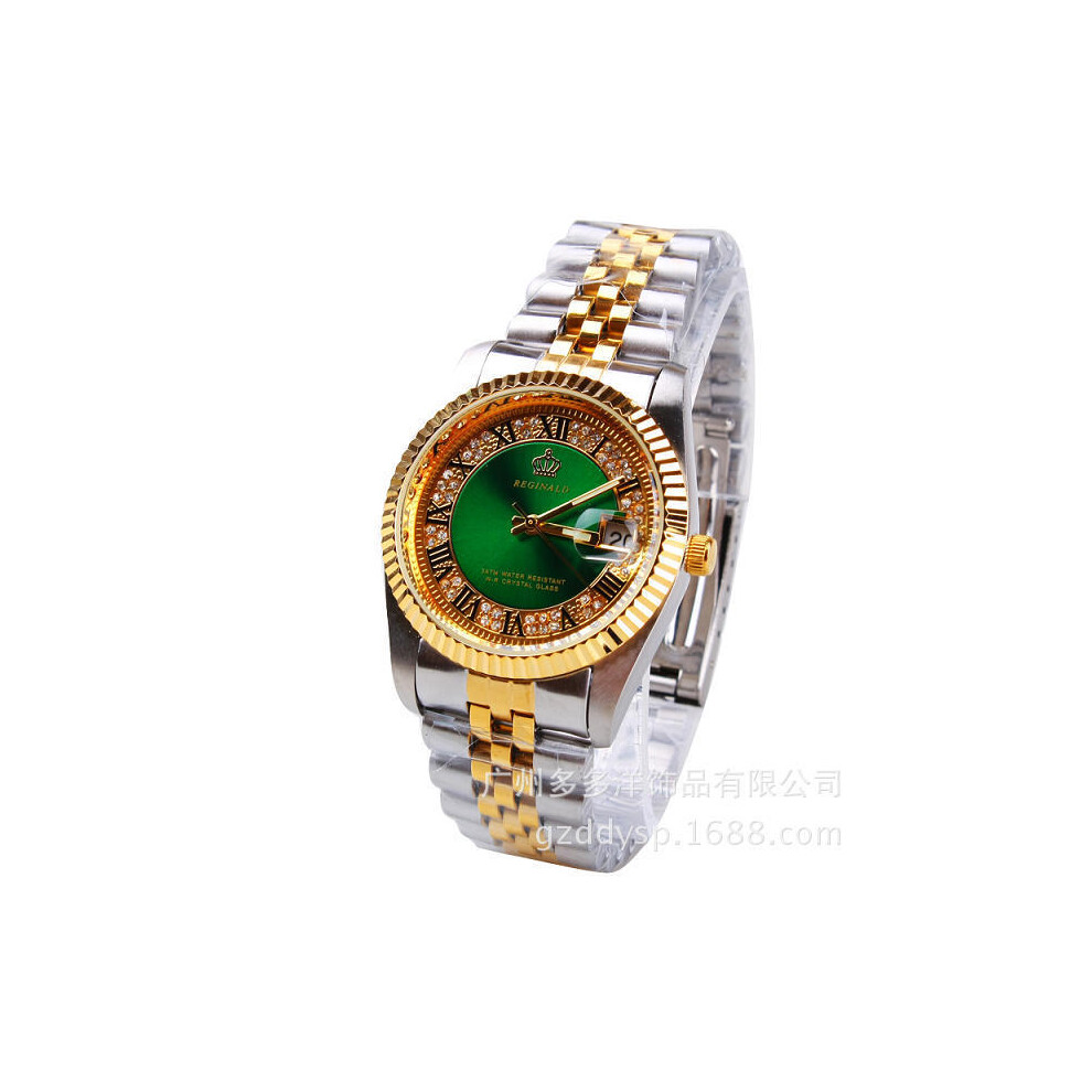 (Vert pour femme) 2016 Montre-bracelet de luxe de marque HK REGINALD Montre à quartz bleu doré Robe