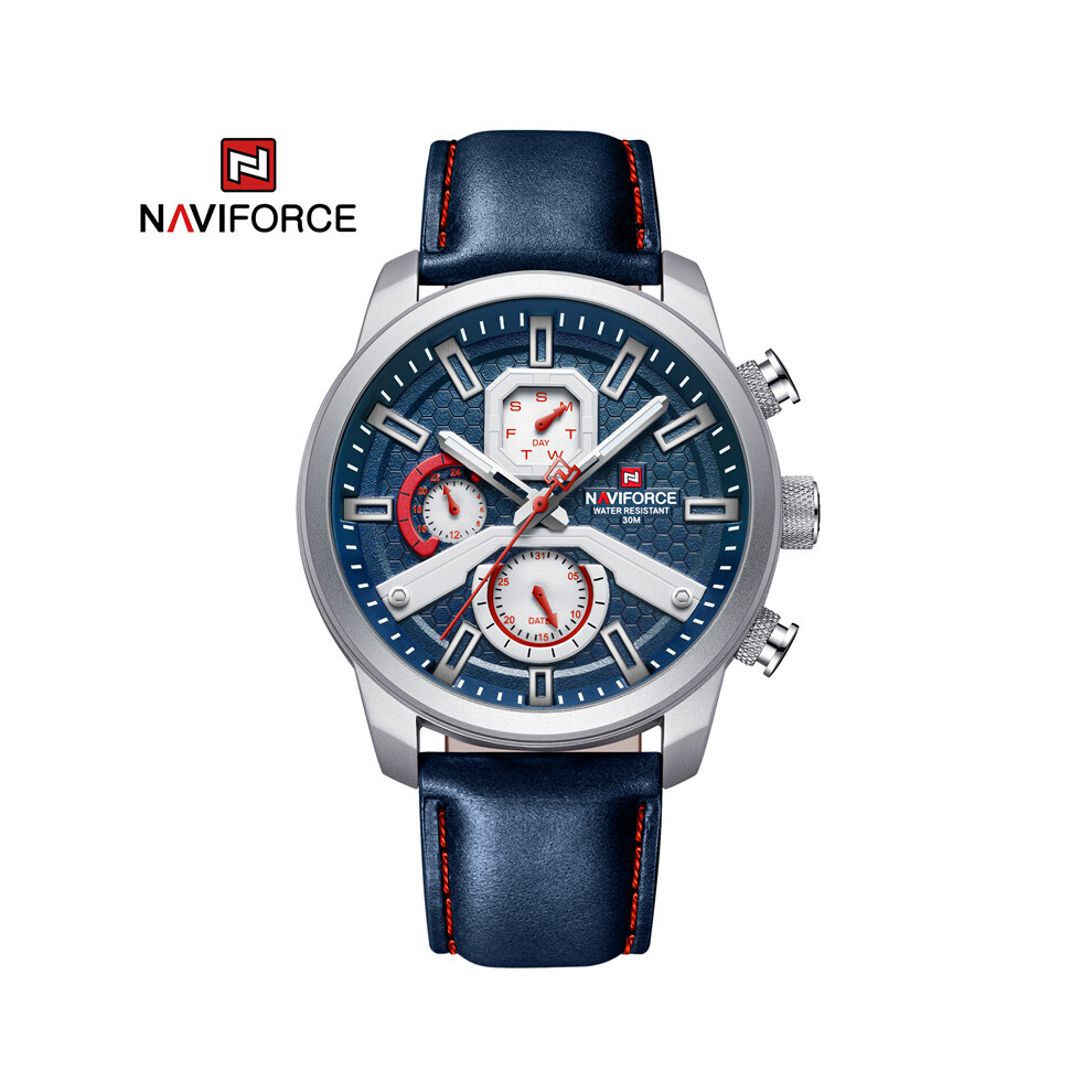 (SBEBE) 2022 Montres Homme NAVIFORCE Bracelet Cuir Calendrier Montre Quartz Militaire Étanche Sport