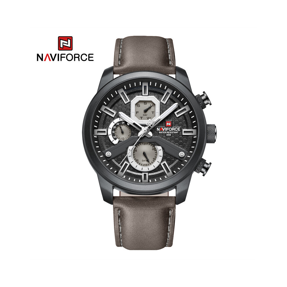 (BBGY) 2022 Montres Homme NAVIFORCE Bracelet Cuir Calendrier Montre Quartz Militaire Étanche Sport Loisirs