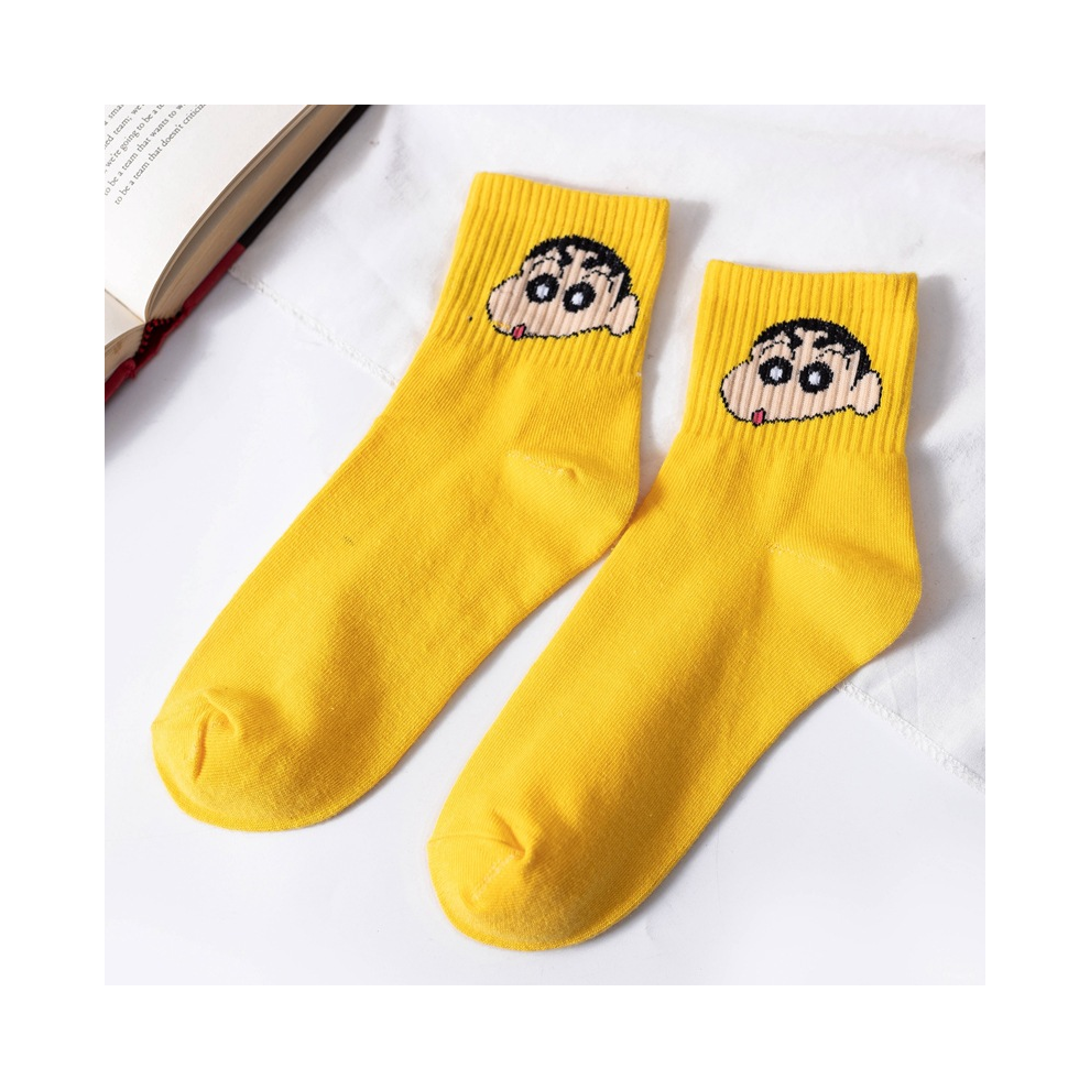 (3)Crayon Shin-chan Cute Anime Chaussettes Femmes Dessin Animé Coton Respirant Chaussettes Mode Décontracté