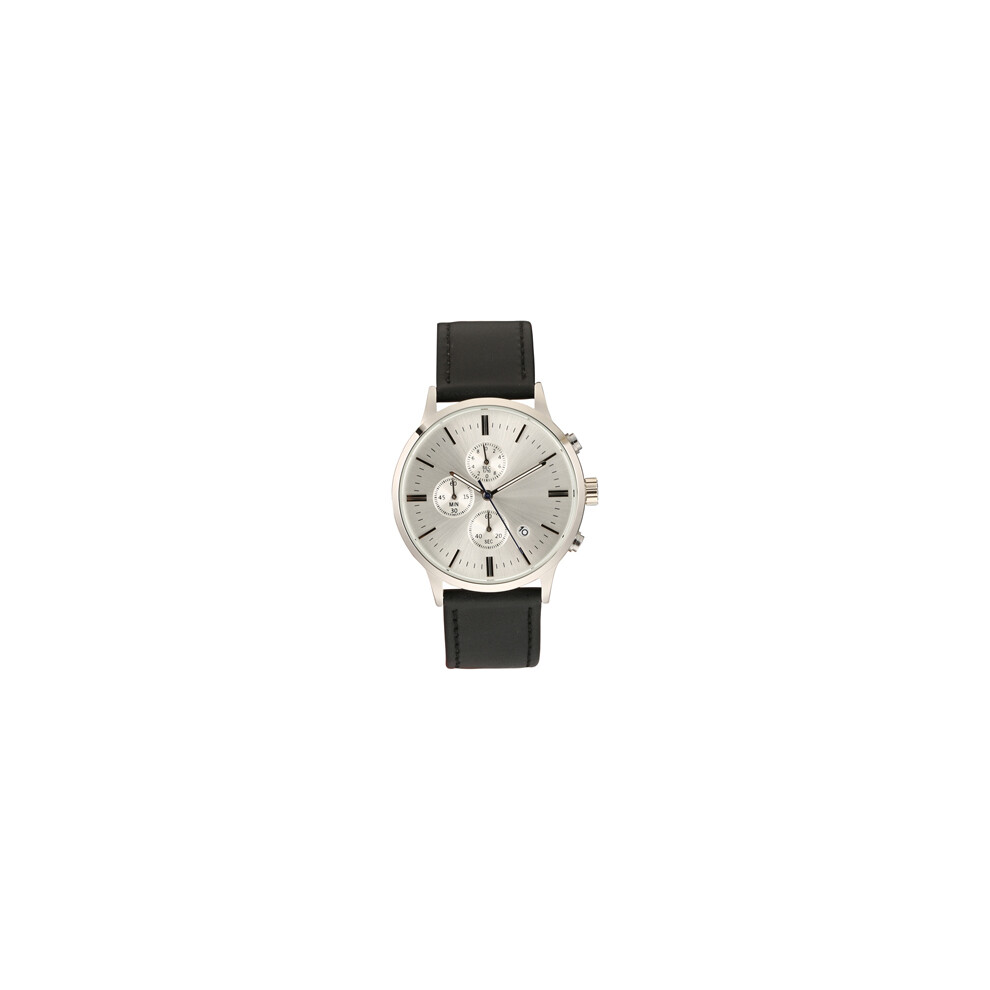 (bracelet noir argenté) Montre à quartz militaire à grand cadran pour homme Montres de sport en cuir