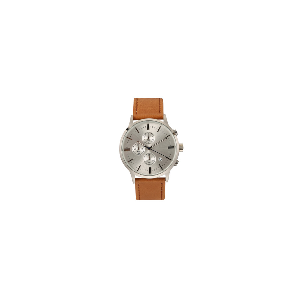 (bracelet marron argenté) Montre à quartz militaire à grand cadran pour homme Montres de sport en cuir