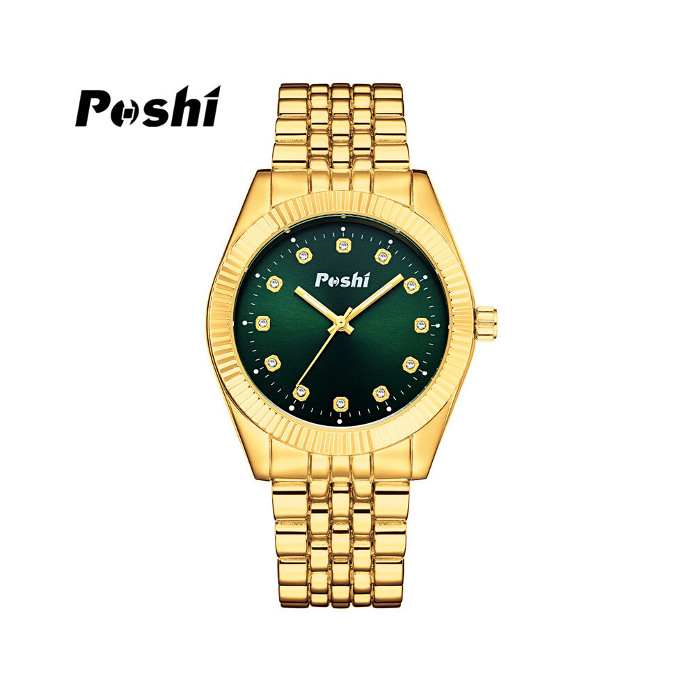 (or vert grand) POSHI Couple Montre de luxe en acier inoxydable Lover Montres Montre à quartz étanche