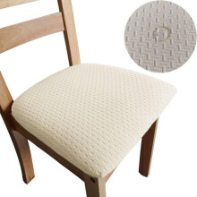(beige) WaterProof Durable Spandex Jacquard Dining Room Chair Seat Covers,Removable Washable Cushion Covers for Upholstered Dining Chair