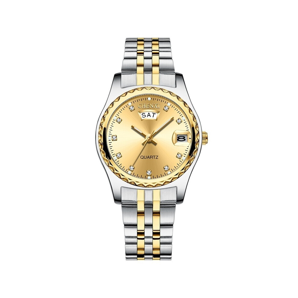(Femmes Argent Doré) CHENXI 8204 Couple Amoureux Hommes Femmes Marque De Luxe Montre En Acier Inoxydable