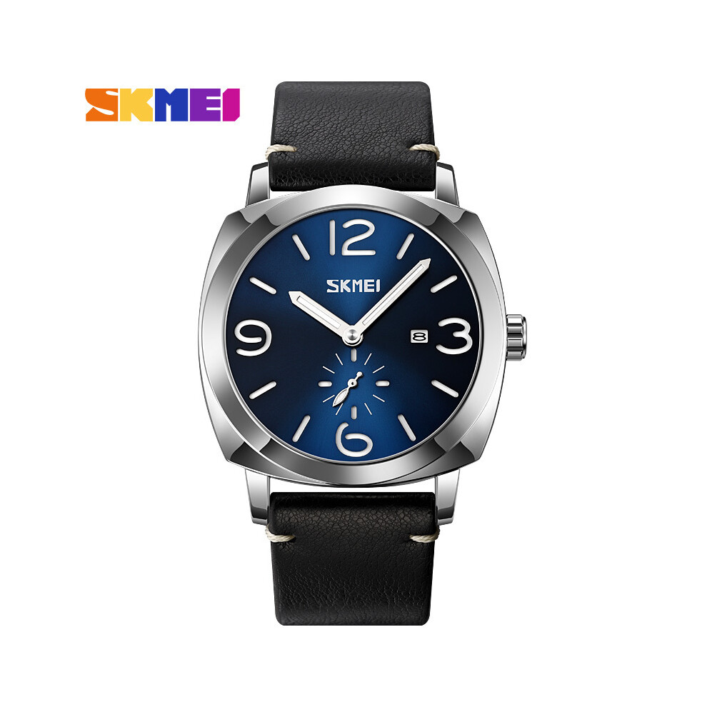 Montre à quartz pour homme (argent bleu) de marque SKMEI, montre de sport tendance, chronographe étanche