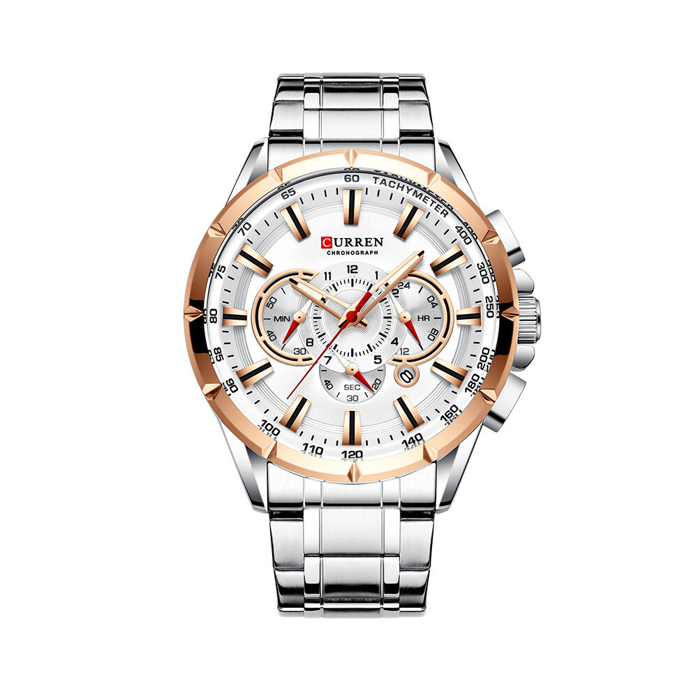 Montres Curren pour hommes (argent, or, blanc), marque de luxe, chronographe, quartz, étanche, sport