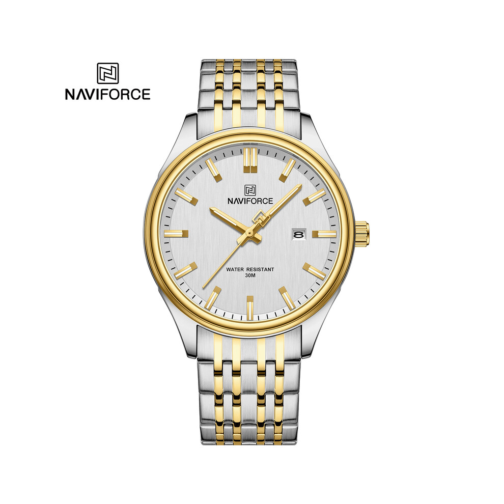 (M Argent Doré) NAVIFORCE Montre-bracelet étanche pour homme et femme Montre à quartz classique pour