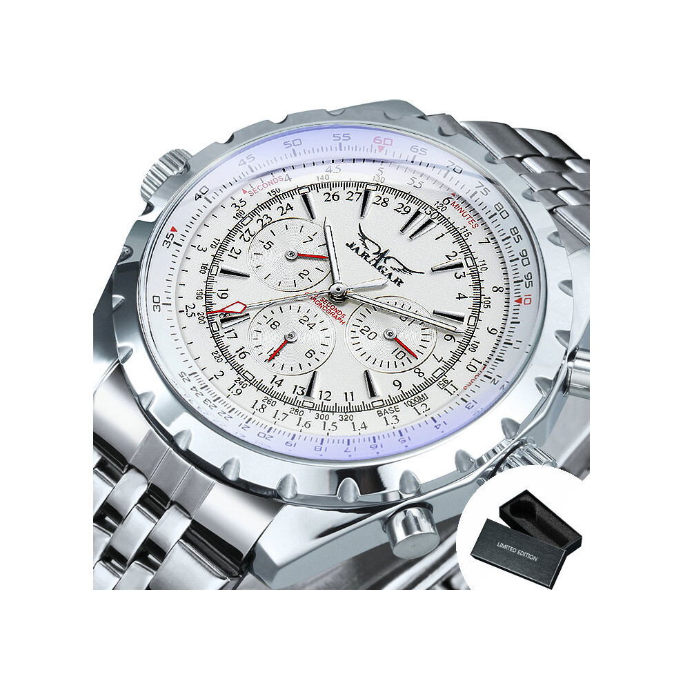 (BO METAL SILVE-WHITE) Montres mécaniques de luxe pour hommes WINNER 2017 Montres-bracelets automatiques