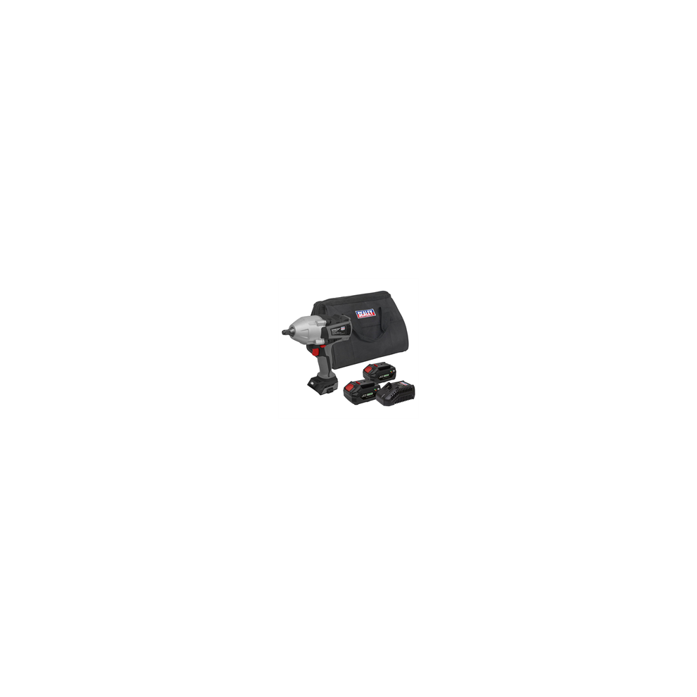 Sealey Sv20 Series Brushless Cordless Impact Wrench Kit - Black