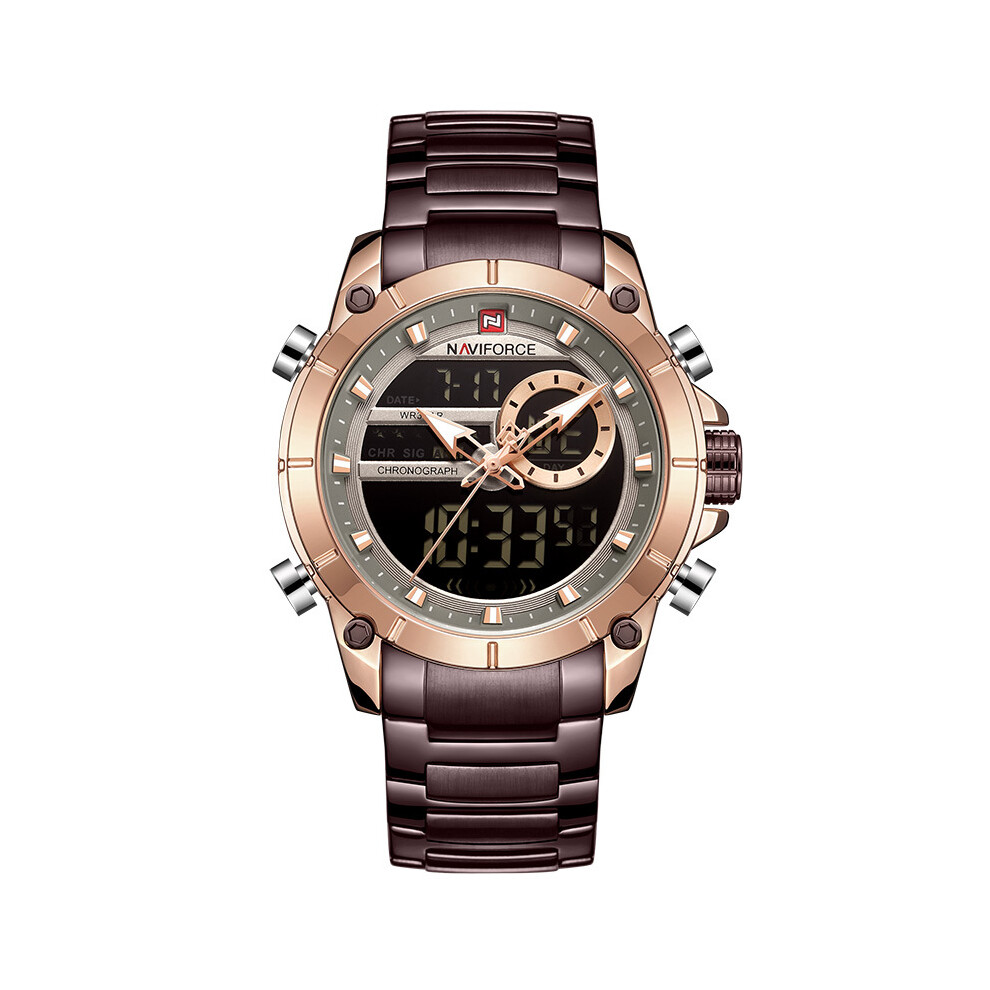 (RGCE) NAVIFORCE Montres pour hommes Marque de luxe Grand cadran Or Montre pour hommes en acier inoxydable