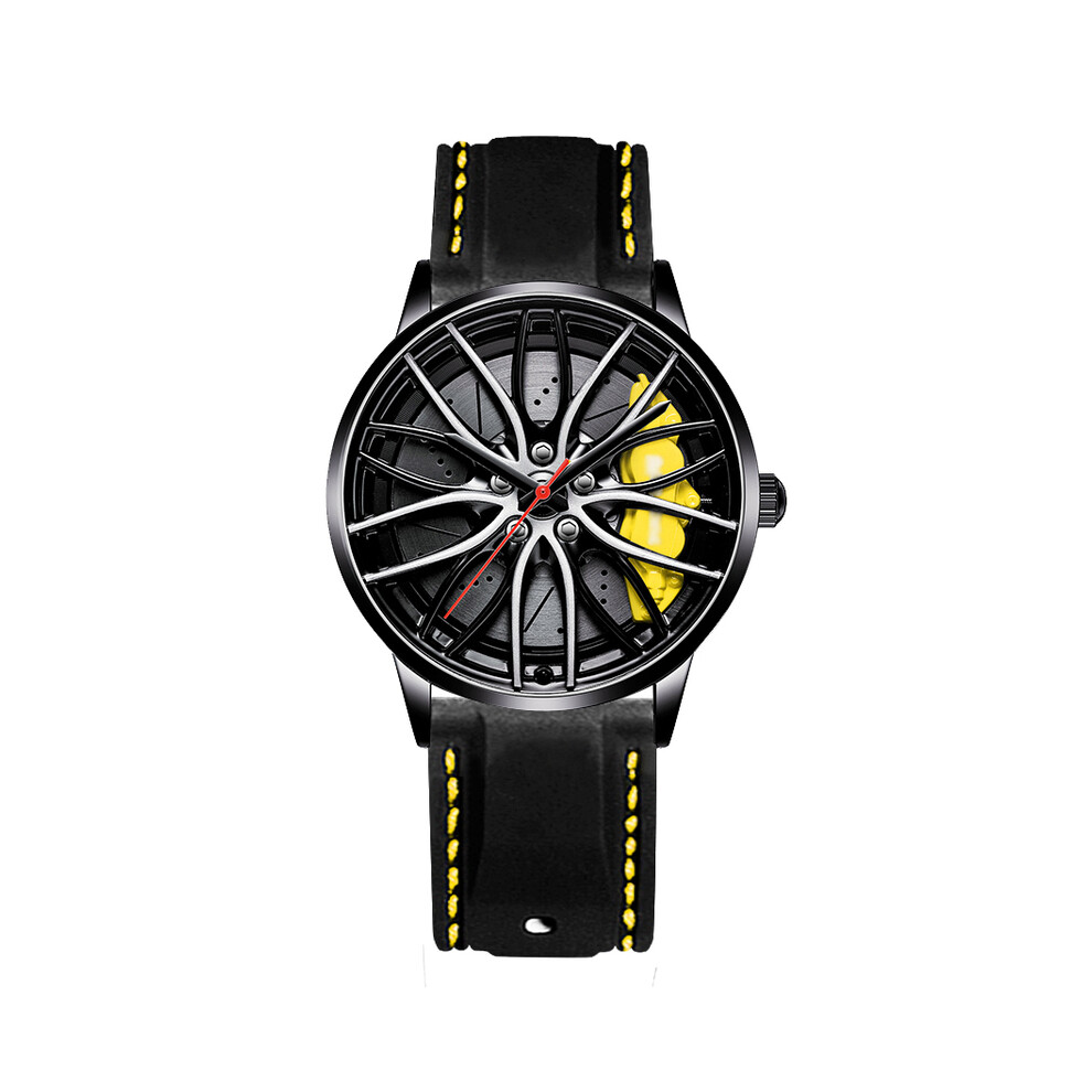 (BMW-M4-YELLOW-GJ) Nouvelles montres hommes voiture de sport hommes montres quartz étanche sport jante