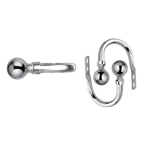 (Chrome) Curtain Hold Backs Pair Metal Curtains Plain Ball Holdbacks 2
