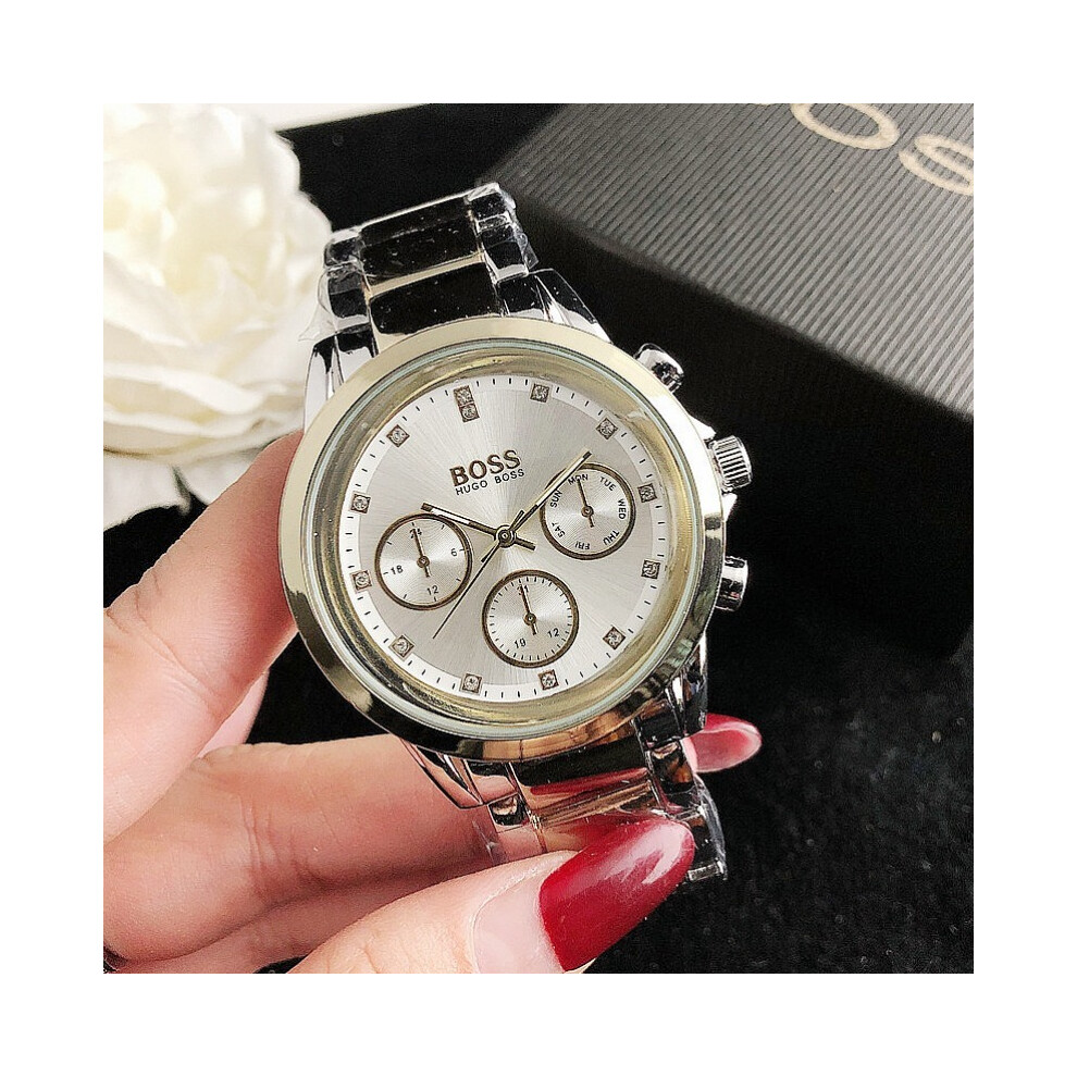 (argent or) Montre homme trois yeux six aiguilles montre-bracelet créative femme horloge quartz chic