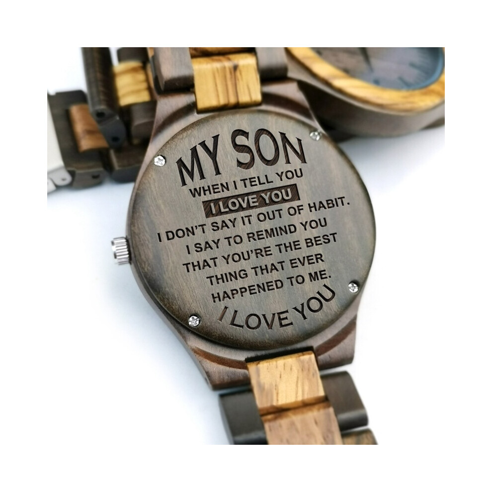 (Y1801) À mon fils - Tu es capable d'accomplir tout ce que tu veux Montre gravée en bois