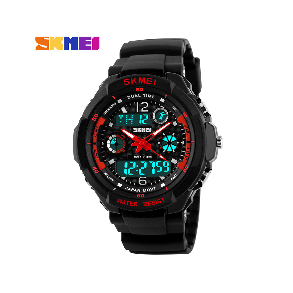 (Rouge L Adulte) SKMEI Montres Enfants Antichoc 5 Bar Étanche Sport Extérieur Enfants Montres Mode Numérique