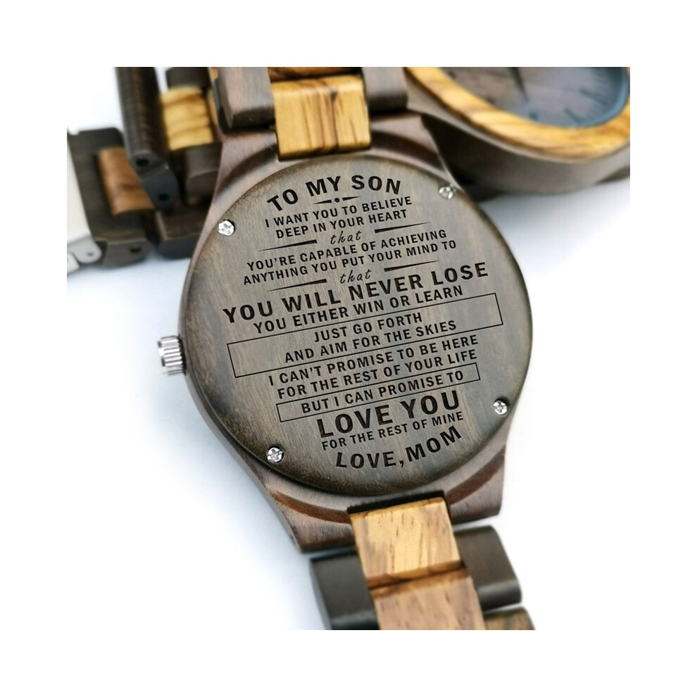 (Y1809) À mon fils - Tu es capable d'accomplir tout ce que tu veux Montre gravée en bois Gravure
