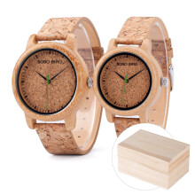 (Coffret en bois pour couple) BOBO BIRD M11M12 Montres à quartz décontractées pour hommes Cadran de