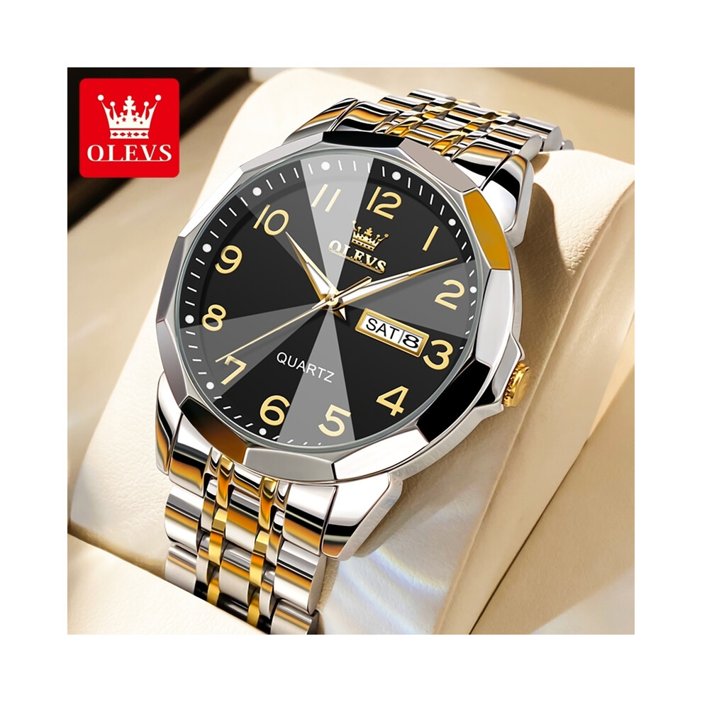 (or noir hommes) OLEVS Rhomboid Mirror Couple Montre Ensembles pour Hommes Femmes Classiques Luxe Hommes