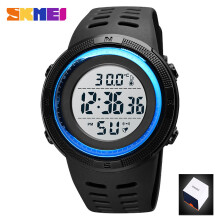 (Blau weiß BOX) männer sport digitaluhren temperatur chrono countdown stoppuhr wasserdicht led military