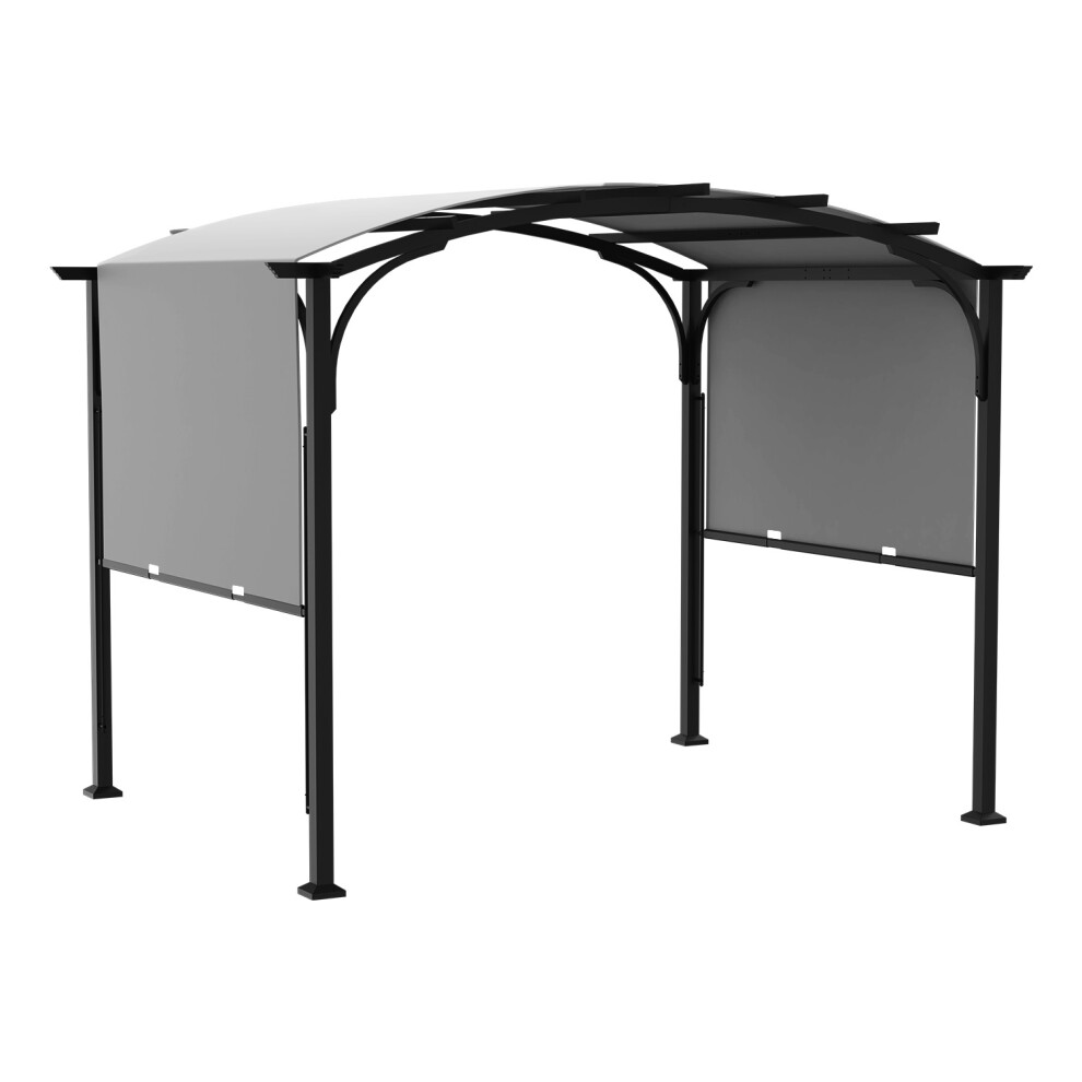 10' x 8' Grey Metal Pergola Gazebo with Retractable Roof