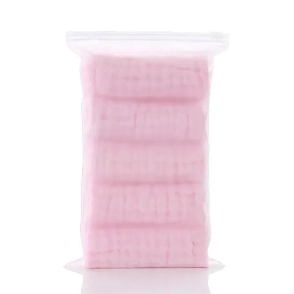 (Pink) 30x30cm Towel Bath Towels Face Washcloth Muslin Squares Cotton Hand Wipe Gauze for Bathing Feeding Kids Handkerchief