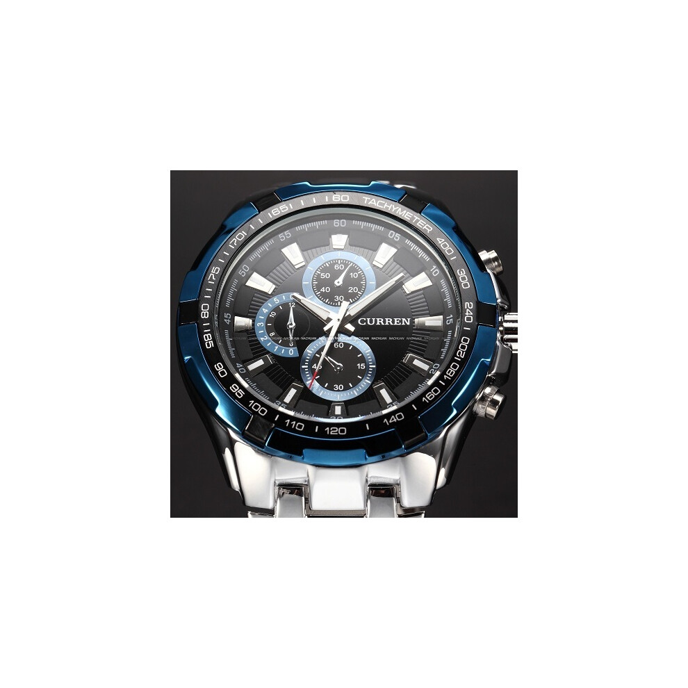 (Bleu) CURREN Montres Homme Top Marque Luxe Or Noir Quartz Homme Montre Homme Militaire Sport Horloge