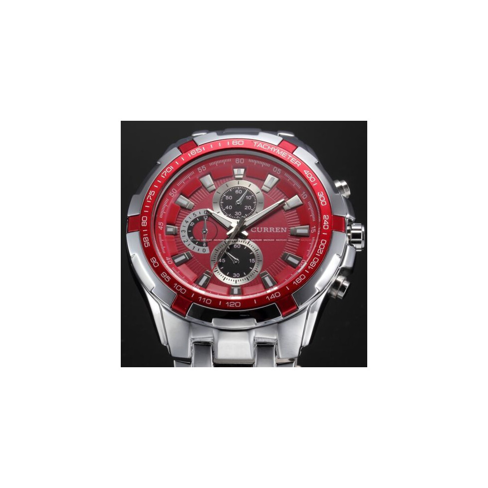 (Rouge) CURREN Montres Homme Top Marque Luxe Or Noir Quartz Homme Montre Homme Militaire Sport Horloge