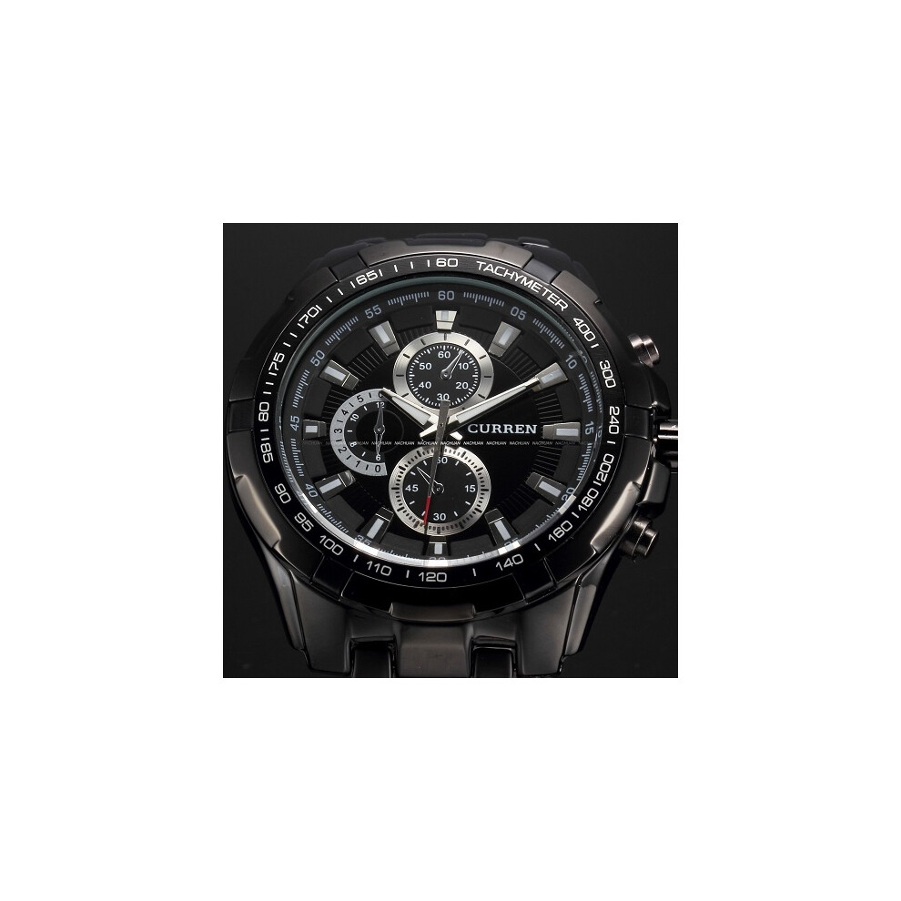(Noir) CURREN Montres Homme Top Marque Luxe Or Noir Quartz Homme Montre Homme Militaire Sport Horloge