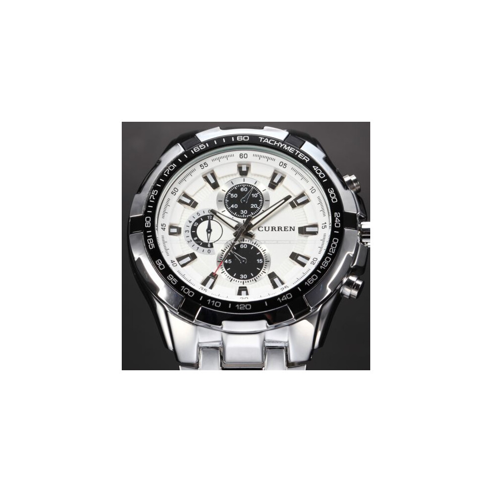 (Blanc) CURREN Montres Homme Top Marque Luxe Or Noir Quartz Homme Montre Homme Militaire Sport Horloge