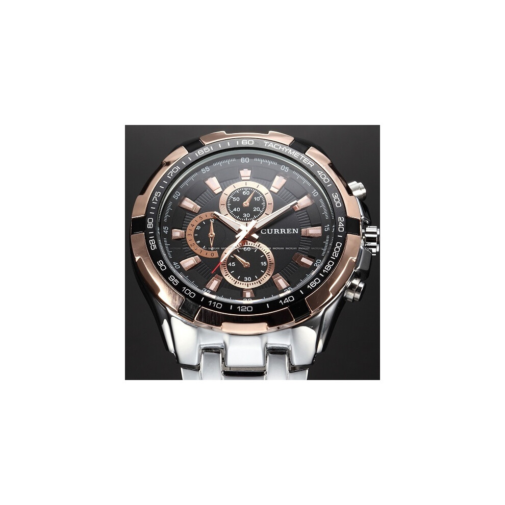 (Or Noir Argent) CURREN Montres Homme Top Marque Luxe Or Noir Quartz Homme Montre Homme Sport Militaire