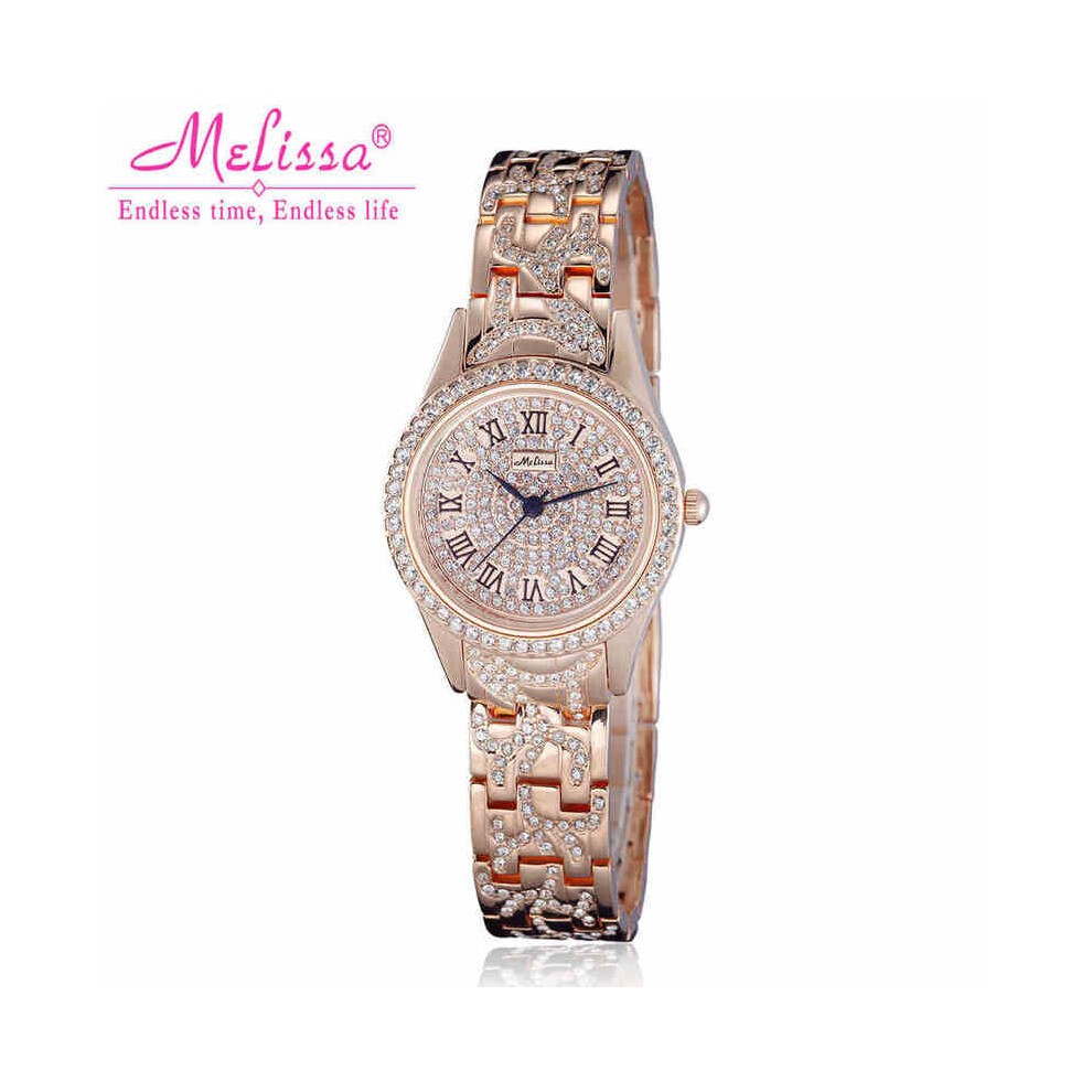 (29 mm) SOLDES !! Montre Melissa Crystal pour homme et femme à prix réduit, montre de luxe avec strass