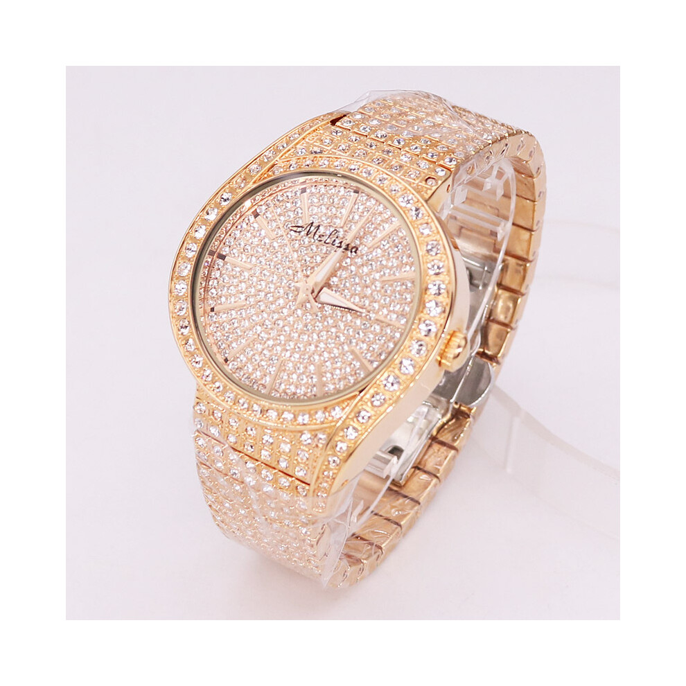 (38 mm) SOLDES !! Montre Melissa Crystal pour homme et femme à prix réduit, montre de luxe avec strass