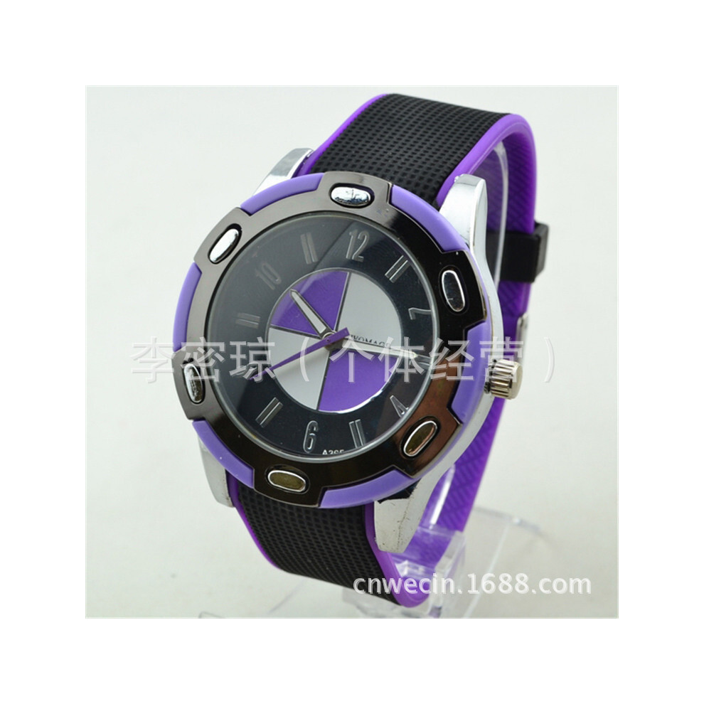 (Violet) Montre en gel de silice à grand cadran, montre décontractée pour homme, montre de table unisexe