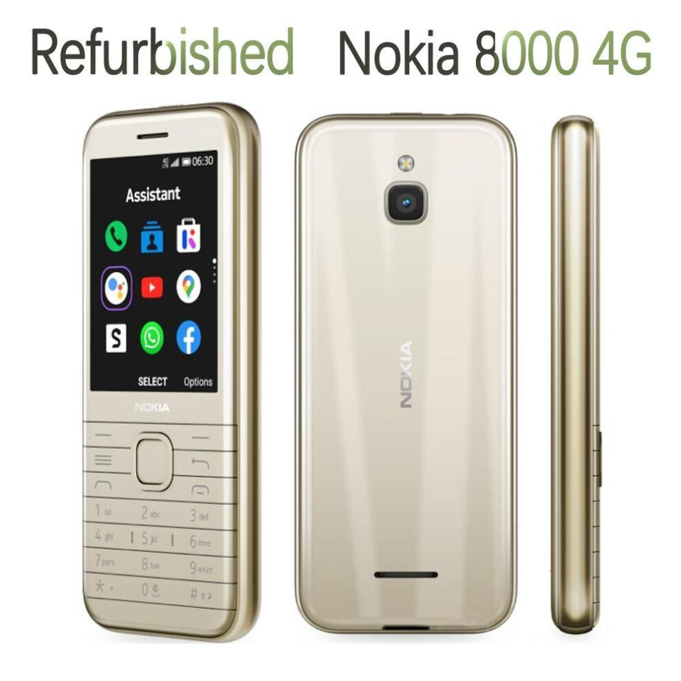 (1 Battery 1 Charger, Gold) Nokia 8000 4g (2021) Lte Mobile Phone Original