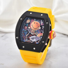(6) Reloj unisex de cuarzo automático Top Deluxe Deluxe RM Ceramic Smile Trend con 3 pines y función