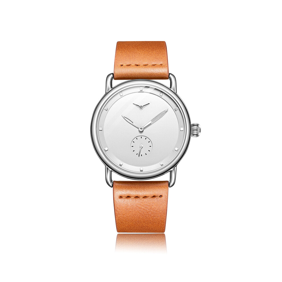 (blanc argenté) Nouvelle marque haut de gamme mode décontractée simple hommes montre-bracelet mâle horloge