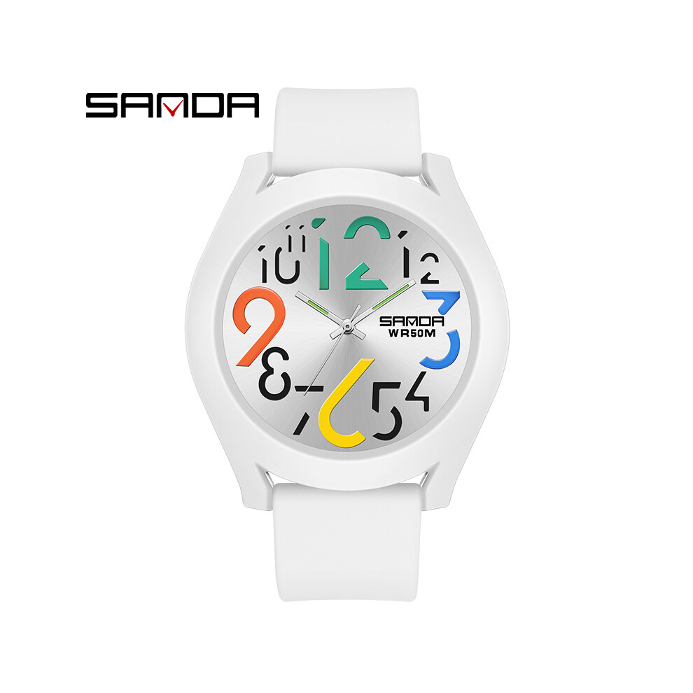 (Blanc) SANDA 2023 Nouvelle Mode Décontractée Hommes Montre À Quartz De Luxe Personnalité Cadran Sport