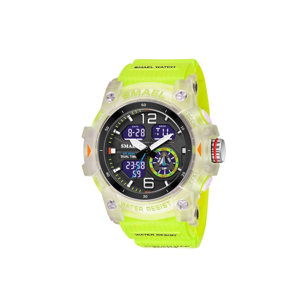 (VERT FLUORESCENT) Montre de sport militaire SMAEL Montres-bracelets à quartz 50M étanche Réveil lumineux