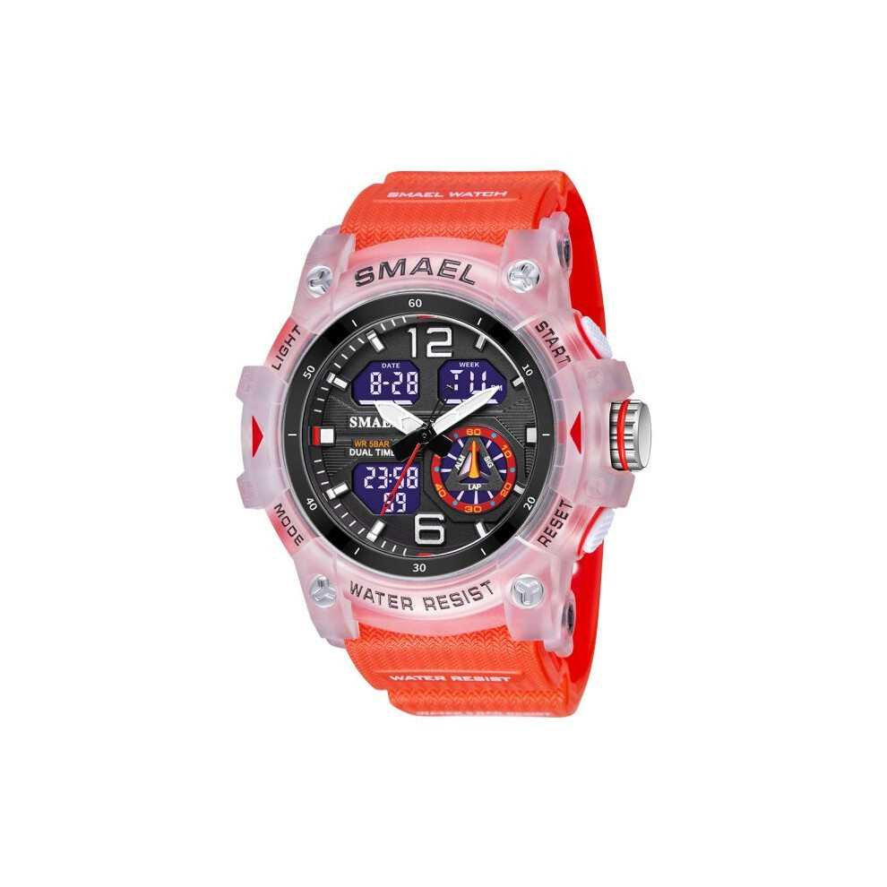 (ROUGE) SMAEL Montre de sport militaire Montres-bracelets à quartz 50M Étanche Réveil Lumière Analogique