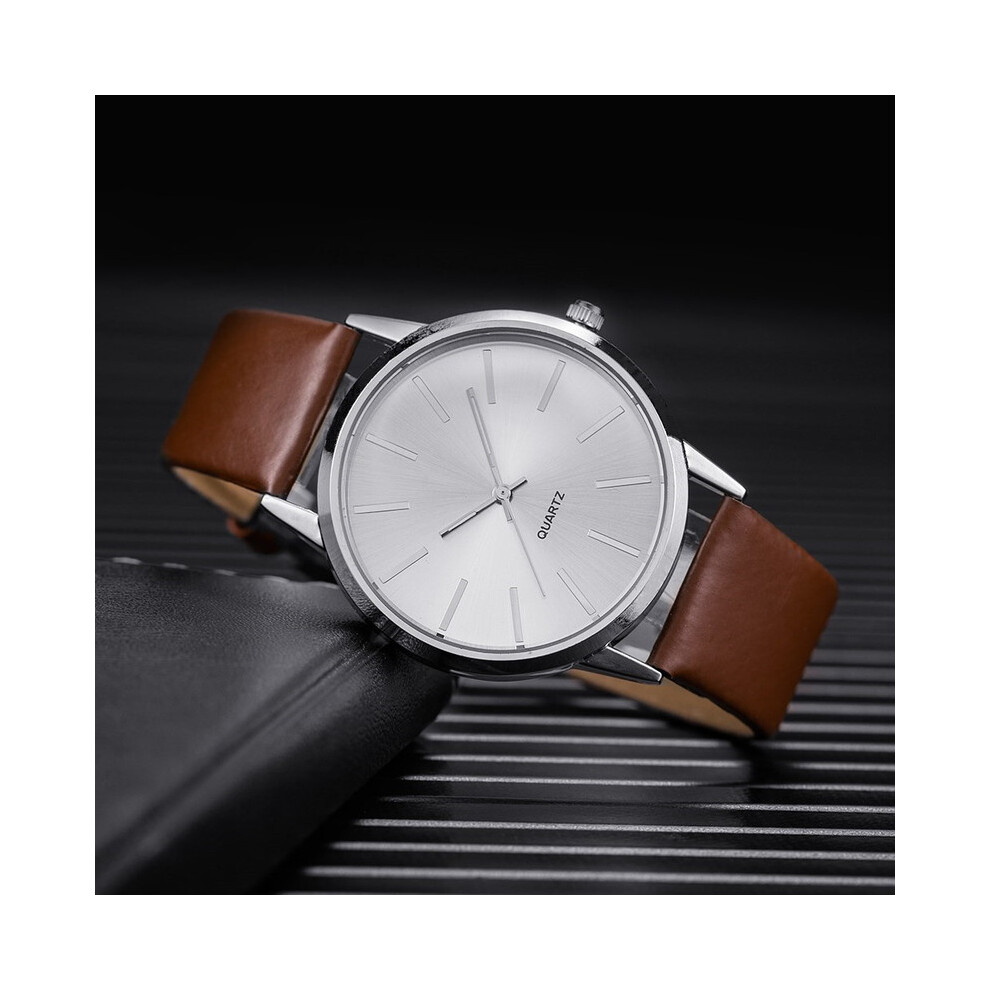 Montres pour hommes (Marron) 2022, montre-bracelet à quartz de luxe avec bracelet en cuir marron, montre