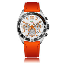 (Orange) Montres chronographes tendance pour hommes, marque de luxe, bracelet en silicone, montre-bracelet