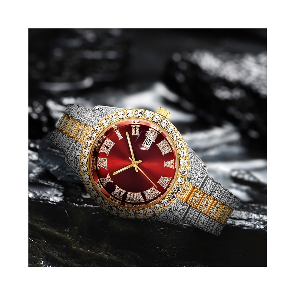 (9)Montre hip hop pour homme, montre de luxe étanche, montre de marque en acier inoxydable, horloge