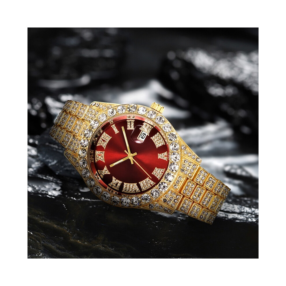 (6) Montre hip-hop pour homme, montre de luxe étanche, montres de marque en acier inoxydable, horloge