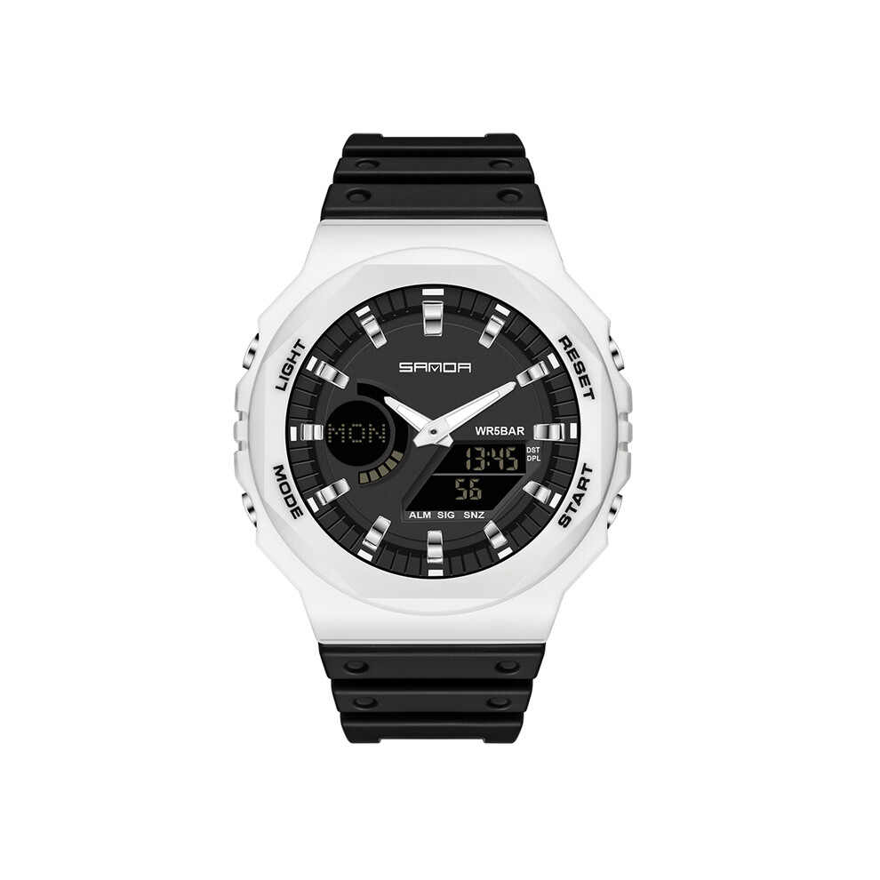 (Noir Blanc Noir) SANDA Nouvelles montres décontractées pour hommes, montre de sport à quartz étanche