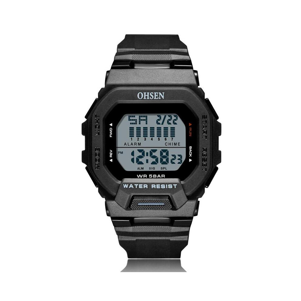 Montre de sport numérique multifonctionnelle en silicone pour homme et femme, étanche, bleue, noire
