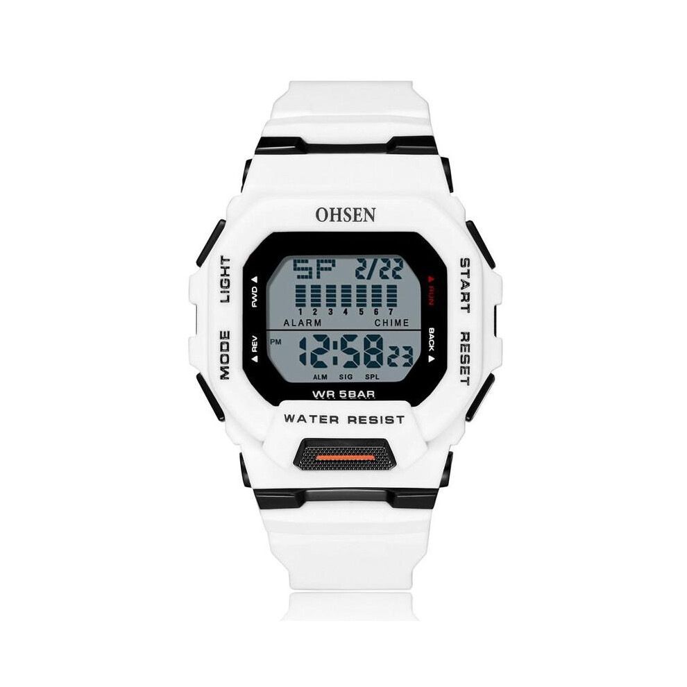 Montre de sport numérique multifonctionnelle en silicone pour homme et femme, étanche, bleue