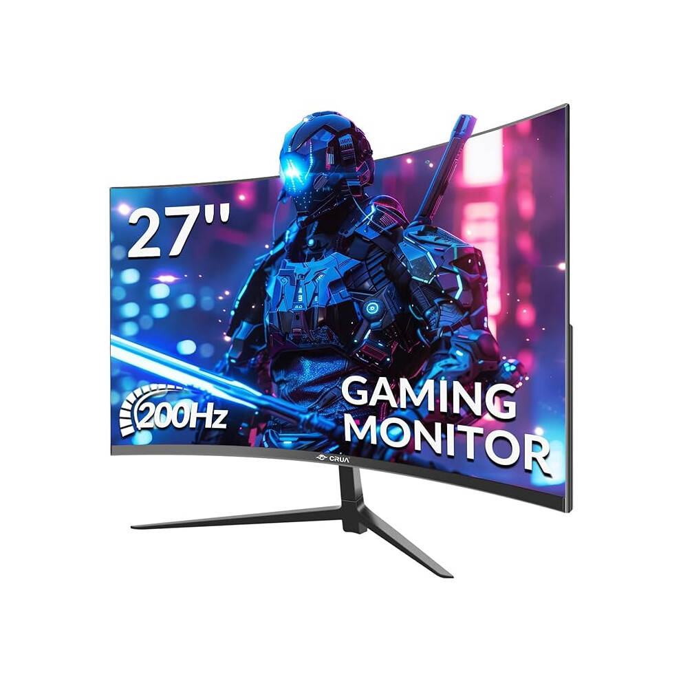 Crua 27 Inch Curved Gaming Monitor,Full Hd(1920X1080p) Va Panel 1800R 165/200Hz Refresh Rate Computer Monitor 111234567068