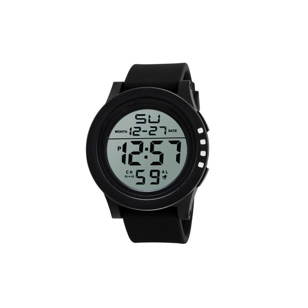 (1-Blanc) Montres de sport LED pour hommes, horloge numérique multifonctionnelle en caoutchouc pour